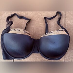Victoria's Secret Black Bra with Beige Script Trim